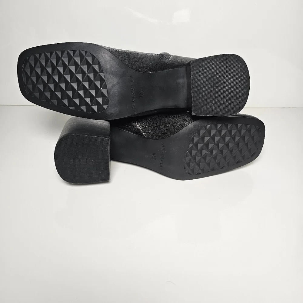 Aerosoles Ortona Black Leather Square Toe Bootie Size 10.5 NWT